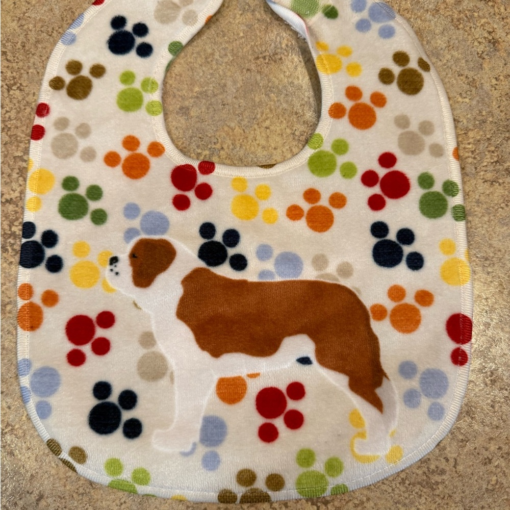 Paw Print Bib with St Bernard Design